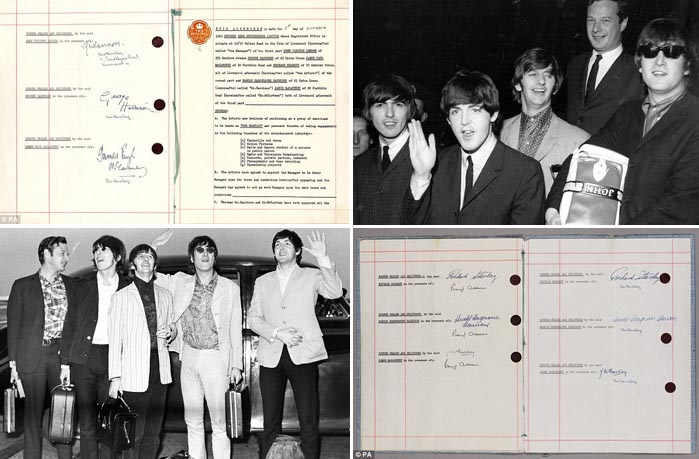 Surat Kontrak Pertama The Beatles Dihargai Sotheby Rp10 Miliar 